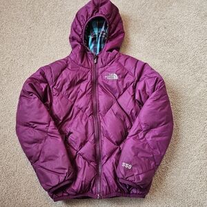 The North Face Moondoggy 550 Down Filled Puffer, S 7/8 Purple Plaid, Snow Winter